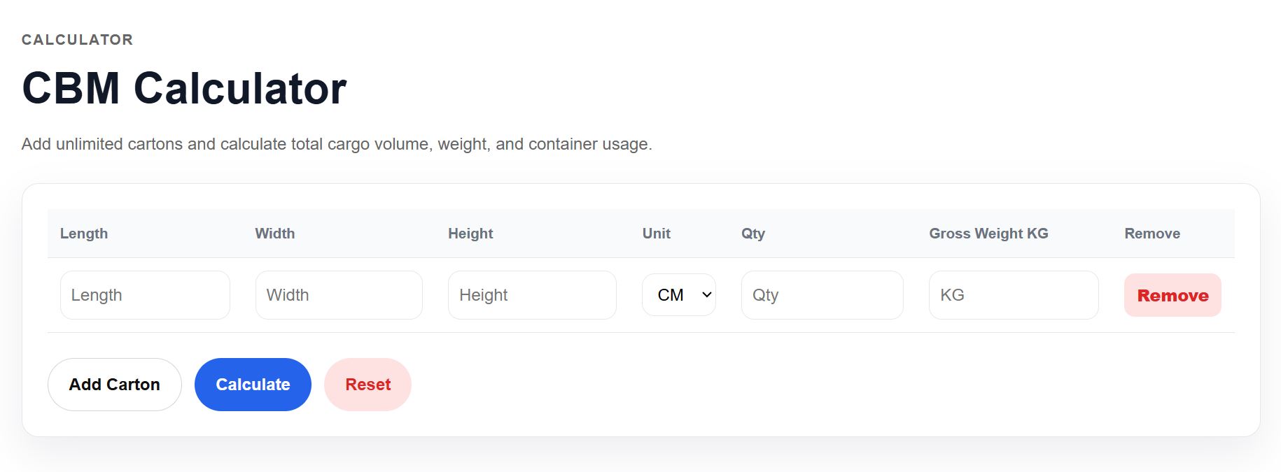 Auto CBM Calculator